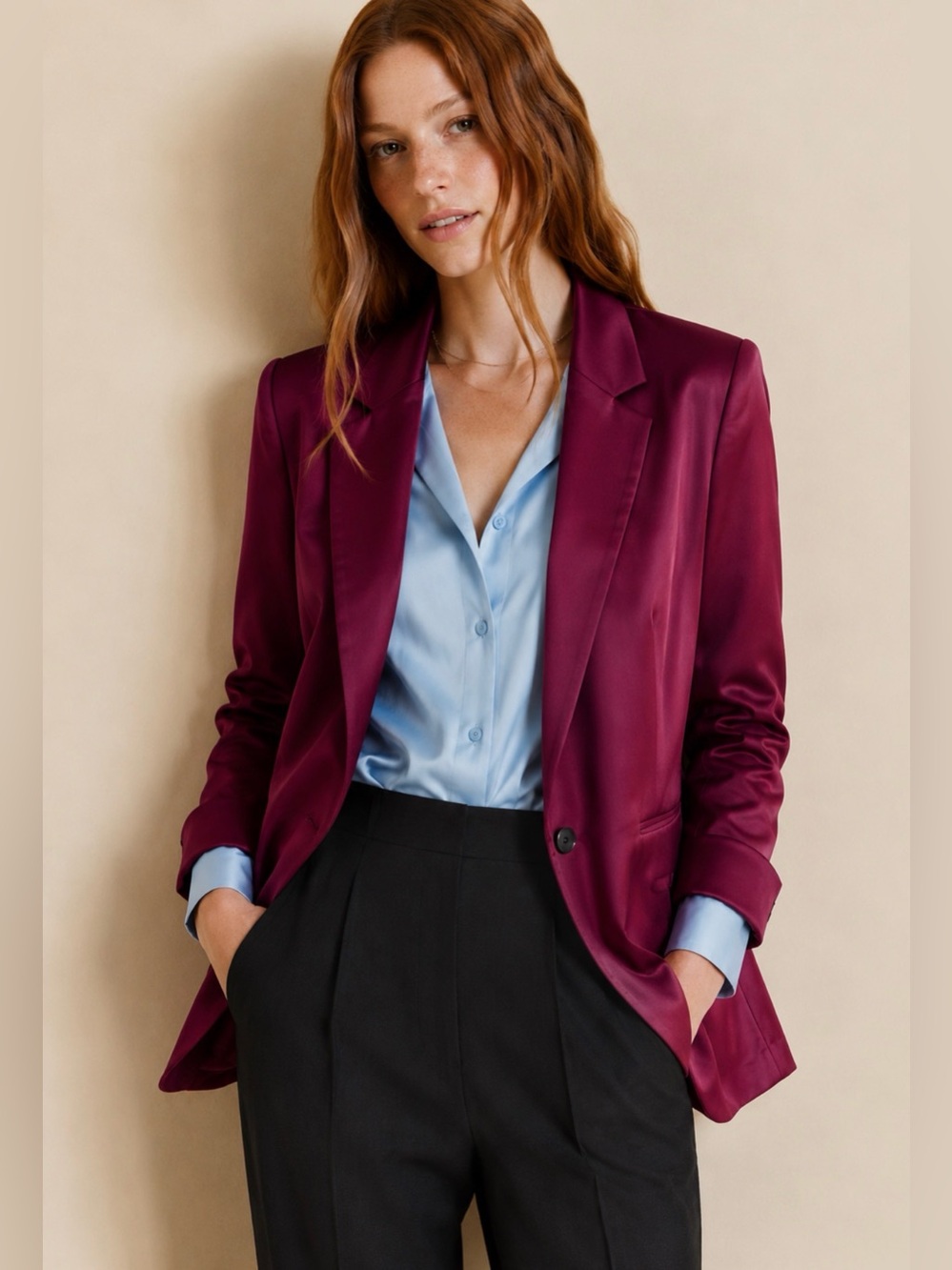 NWT Choosy Women’s Burgundy Red Blazer Jacket Sz XS Casual Office Preppy Career